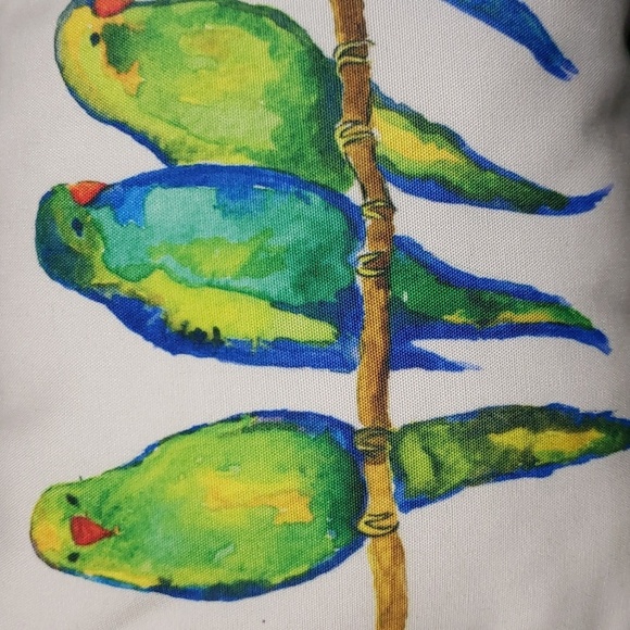 Dennis East International Tropical Living Colorful Parakeets on Branch Pillow - Picture 3 of 5